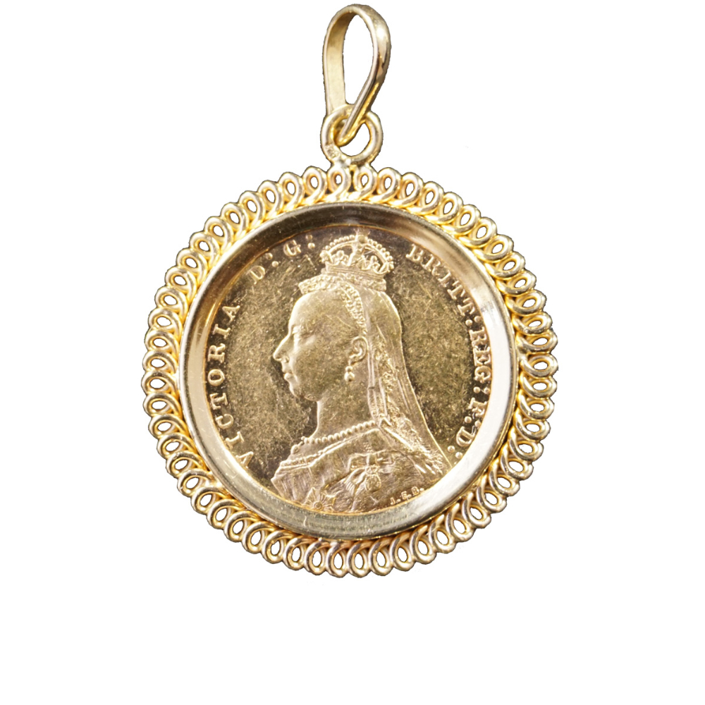 Libra VICTORIA – Diadema (Casada) (com aro 19,2K) – 1889-frente Libra VICTORIA – Diadema (Casada) (com aro 19,2K) – 1889-frente