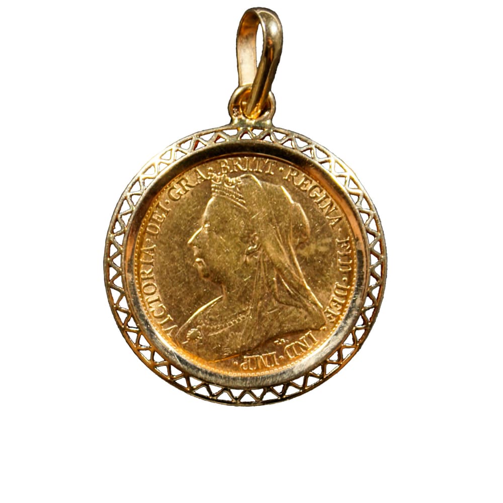 Libra VICTORIA – Coroa com Manto (Viúva) (com aro 19,2k) – 1899-frente